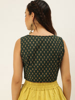 De Moza Ladies Printed Blouse Bottle Green