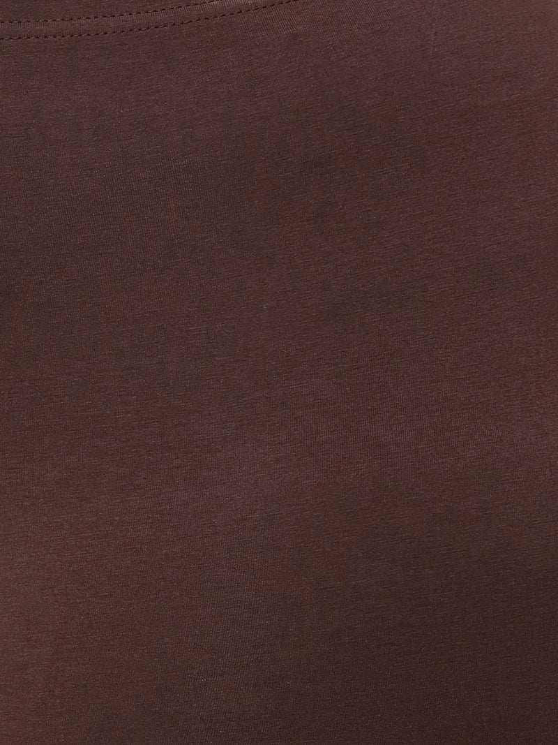 De Moza Ladies Plus Ankle Length Leggings Solid Cotton Brown - De Moza