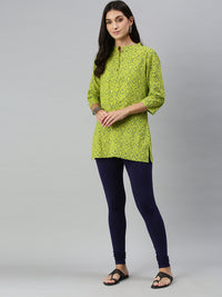 De Moza Ladies Churidar Leggings Solid Cotton Navy Blue - De Moza
