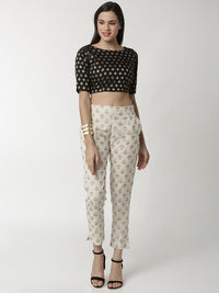 De Moza Ladies Printed Offwhite Cigarette Pant - De Moza (4336549920831)