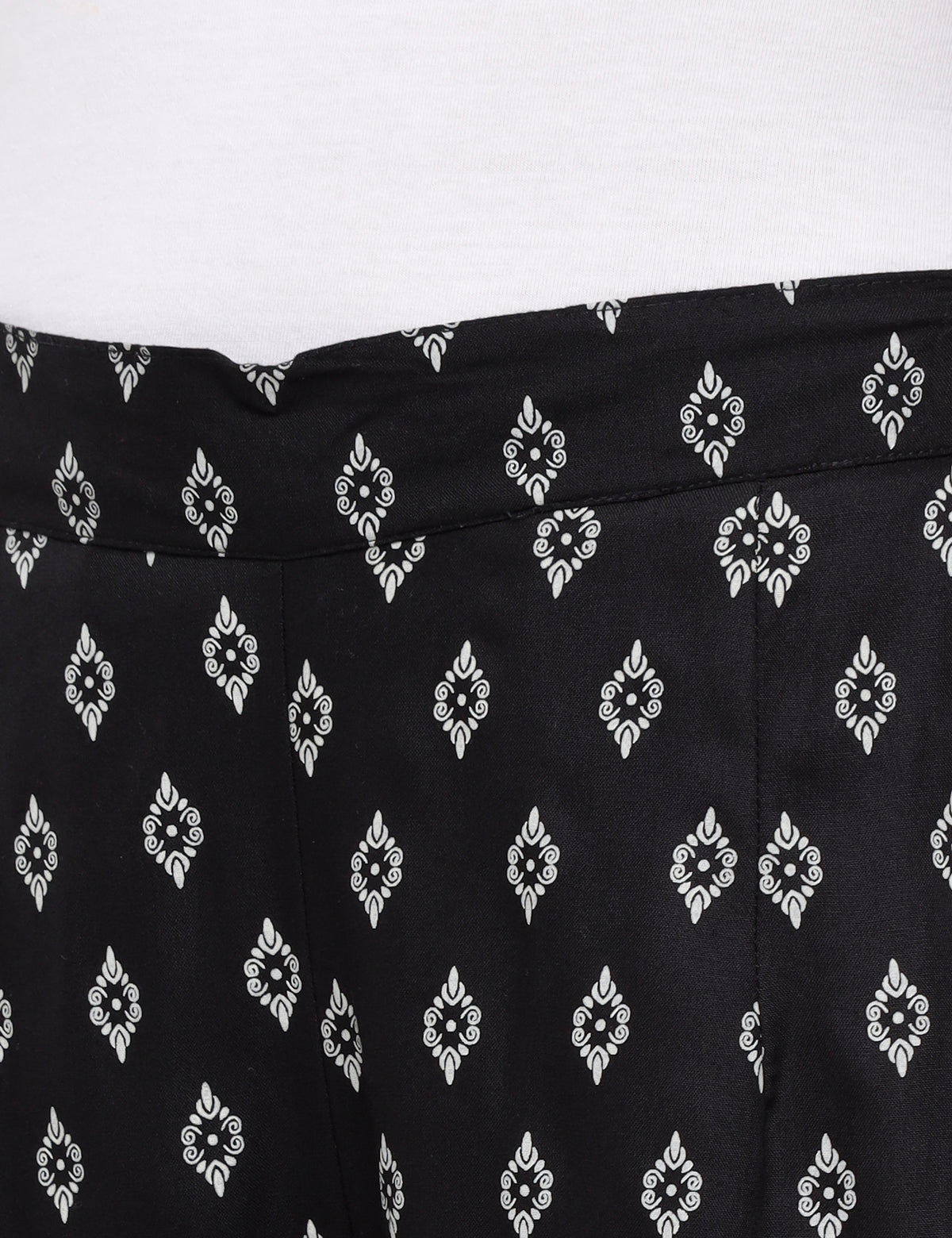 De Moza Ladies Printed Straight Pant Black