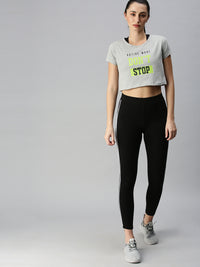 De Moza Ladies Printed Crop Top Grey Melange