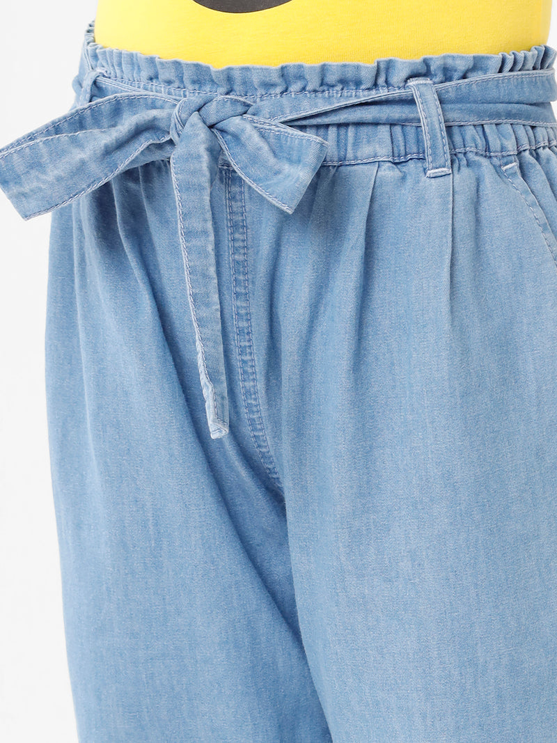 Girls Tie Up Top & Paper Bag Jeans Pant Set – Kiddopanti