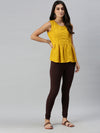 De Moza Ladies Churidar Leggings Solid Cotton Brown - De Moza