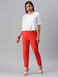 De Moza Women's Cigarette Pant Red