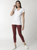 De Moza Ladies Maroon Melange Leggings - De Moza (4332603637823)