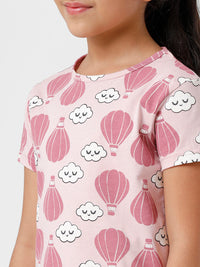 Kids – Girls Printed Pyjama Set Silver Pink