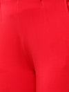 De Moza Womens Cigarette Pant Solid Cotton Red - De Moza