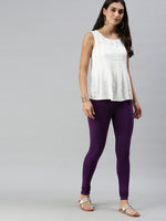 De Moza Ladies Churidar Leggings Solid Cotton Purple - De Moza