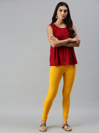 De Moza Ladies Churidar Leggings Solid Cotton Bright Yellow - De Moza