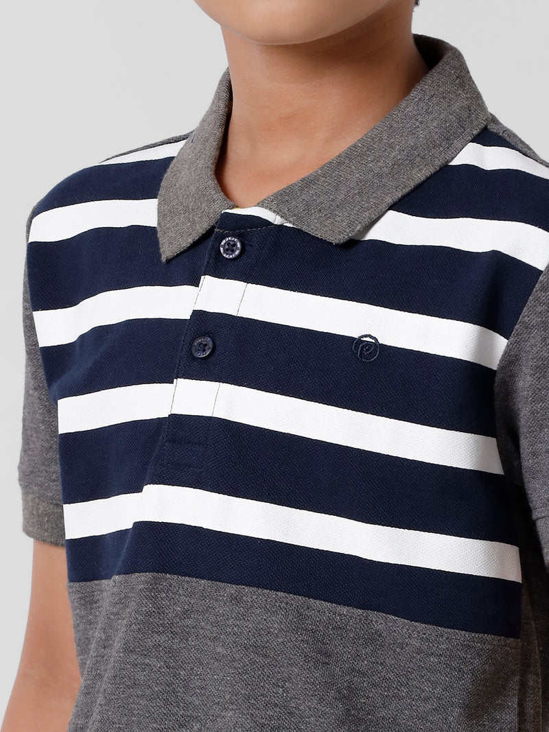 Kids - Boys Printed Half Sleeve T-Shirt Anthra Melange