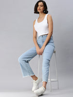 De Moza Ladies Rib Crop Top White