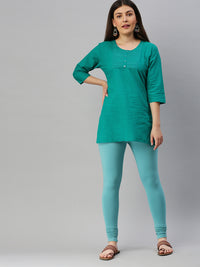 De Moza Women's Premium Churidhar Leggings Solid Cotton Petrol - De Moza (6679541055551)