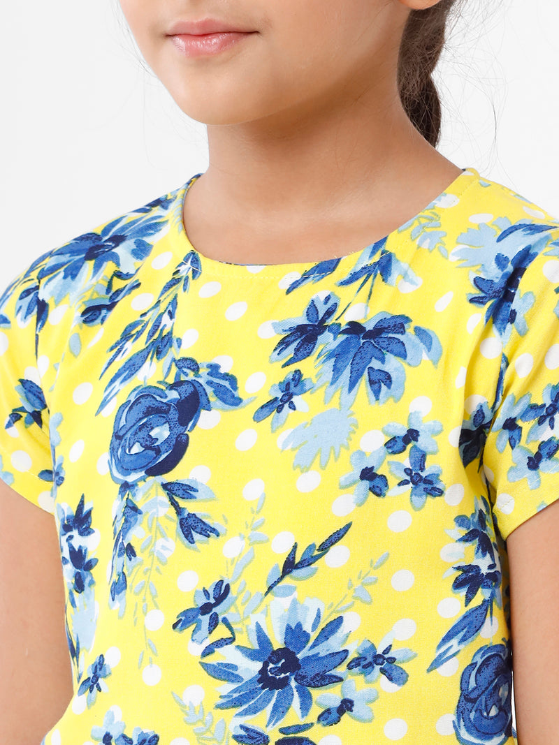 Kids - Girls Printed Top Lemon Yellow