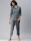 De Moza Ladies Printed Pyjama Set Grey