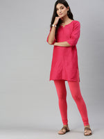 De Moza Ladies Churidar Leggings Solid Cotton Coral - De Moza
