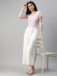 De Moza Womens Crop Palazzo Offwhite