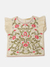 Pipin Girls Printed Lehanga Set Light Olive
