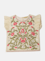Pipin Girls Printed Lehanga Set Light Olive