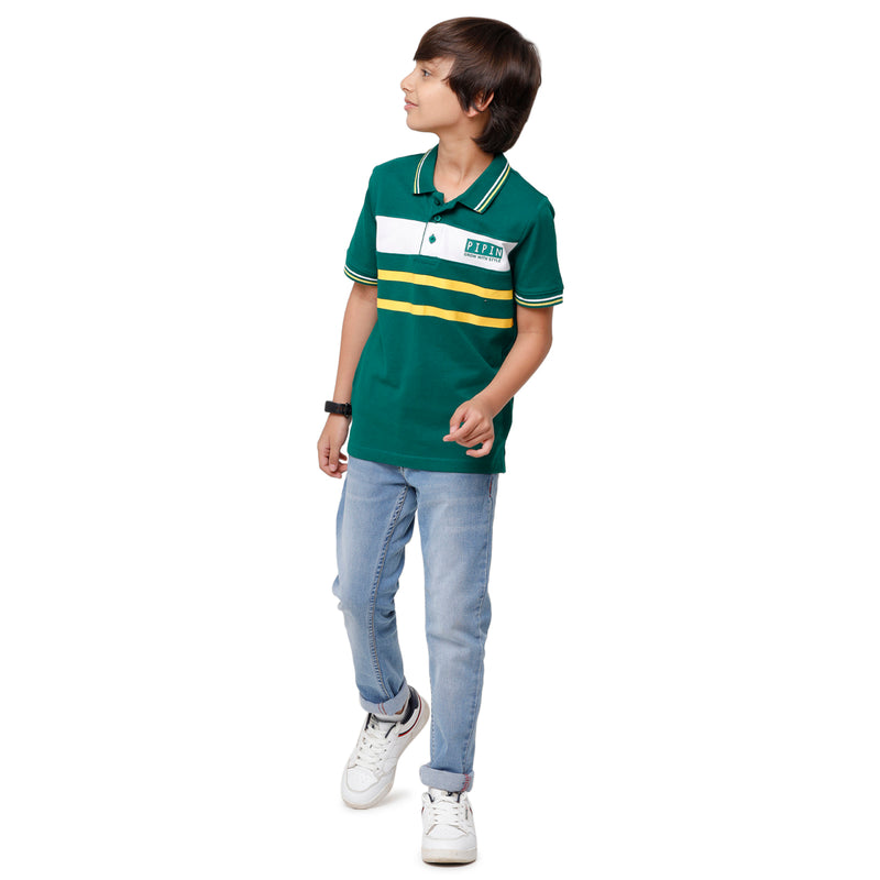Pack of 2 Pipin Boys T-shirt Bottle green & Raising Red