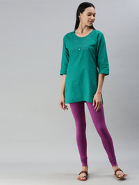 De Moza Ladies Churidar Leggings Solid Cotton Light Purple - De Moza