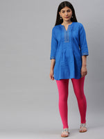 De Moza Women's Premium Ankle Length Leggings Solid Cotton Light Fuchsia - De Moza (6679539679295)