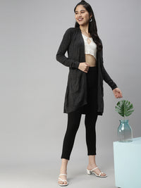 De Moza Womens Regular Length Shrug Solid Acrylic Black - De Moza