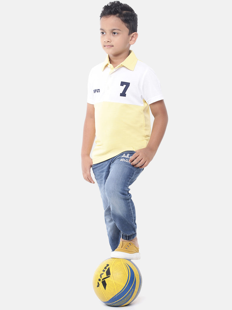 Kids - Boys Printed Half Sleeve T-Shirt Dusty Yellow