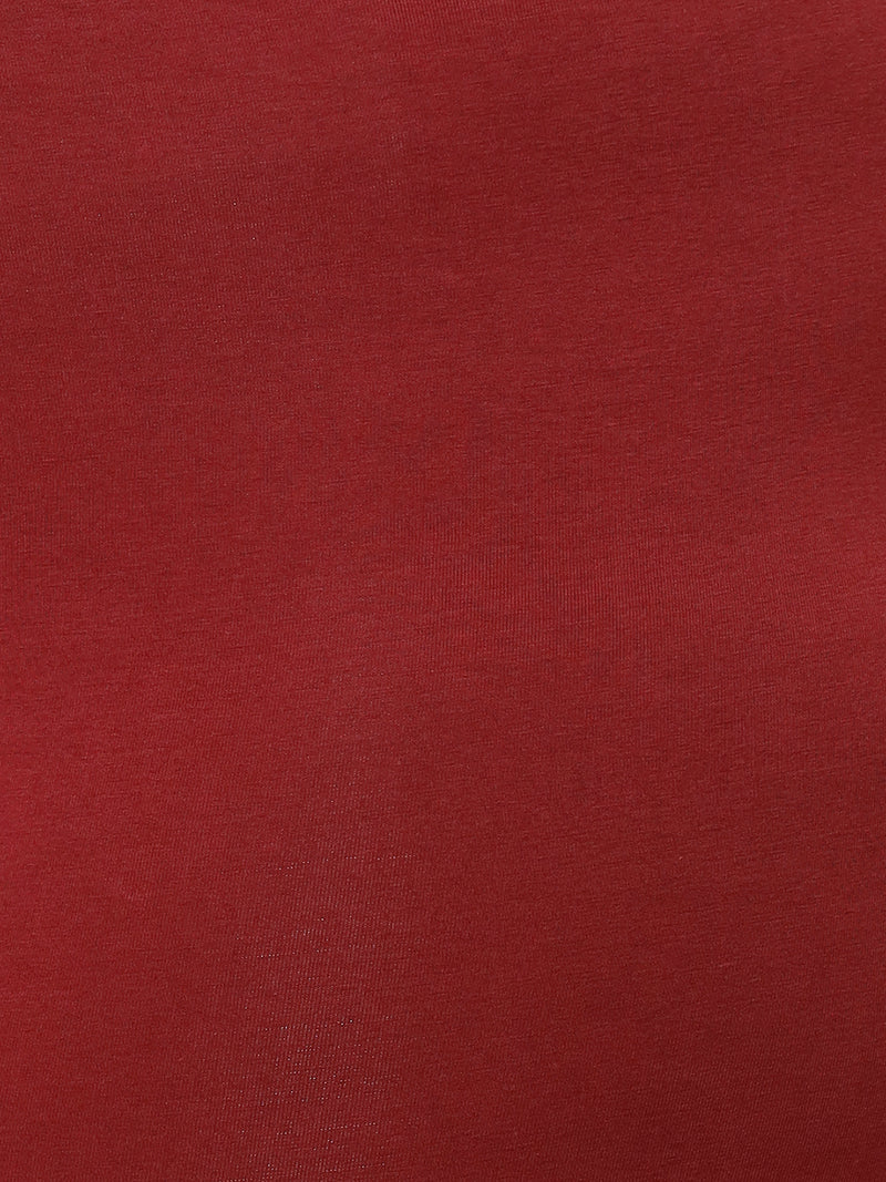 De Moza Ladies Plus Ankle Length Leggings Solid  Cotton Dark Maroon - De Moza