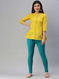 De Moza Women's Premium Churidhar Leggings Solid Cotton Sea Green - De Moza (6679541252159)