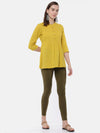 De Moza Ladies Ankle Length Leggings Solid Cotton Olive Green - De Moza