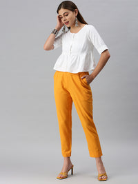 De Moza Women's Cigarette Pant Mustard