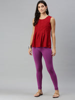 De Moza Ladies Ankle Length Leggings Solid Cotton Light Purple - De Moza