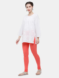 De Moza Ladies Churidar Leggings Solid Cotton Light Coral - De Moza