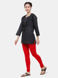 De Moza Ladies Churidar Leggings Solid Cotton True Red - De Moza