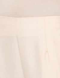 De Moza Ladies Straight Pant Solid Silk Beige - De Moza