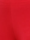 De Moza Ladies Ankle Length Leggings Solid Cotton True Red - De Moza