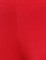 De Moza Ladies Ankle Length Leggings Solid Cotton True Red - De Moza