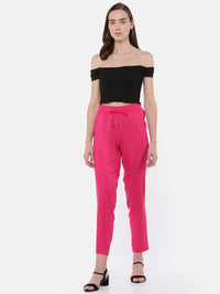 De Moza Ladies Pajama Pant  Solid Rayon Fuchsia - De Moza