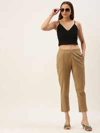 De Moza Women’s Cigarette Pant Golden Beige