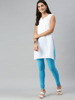 De Moza Ladies Churidar Leggings Solid Cotton Light Blue - De Moza