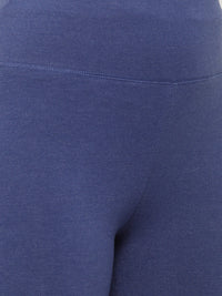 Ladies Printed Active Wear Leggings Blue Melange