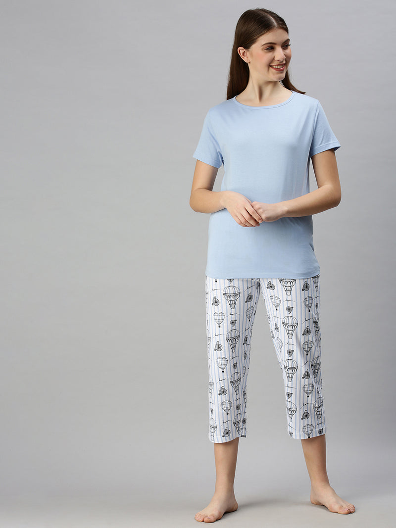 De Moza Ladies Printed Pyjama Set Wind Surfer