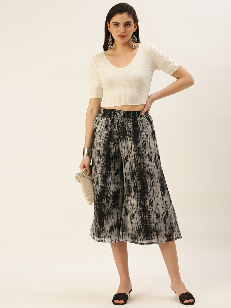 De Moza Women's Printed Culottes Black