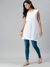 De Moza Ladies Ankle Length Leggings Solid Cotton Dark Teal - De Moza