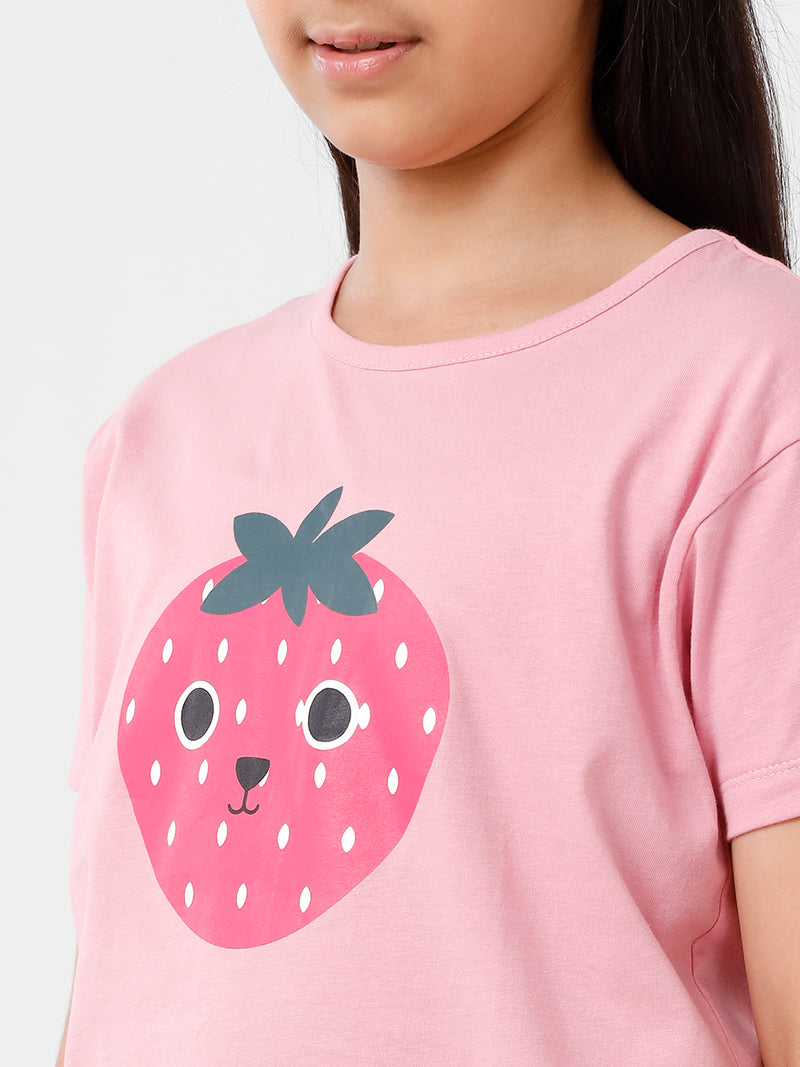 Kids – Girls Printed Pyjama Set Pink Nectar