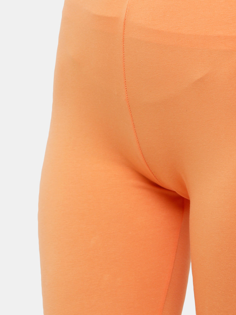 De Moza Ladies Churidar Leggings Solid Cotton Light Orange - De Moza