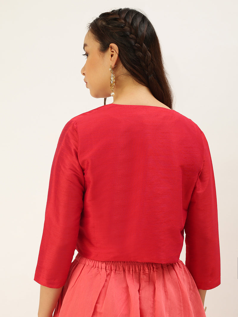 De Moza Womens Ethnic Jacket Red