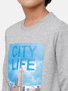 Kids - Boys Printed Sweatshirt Grey Melange