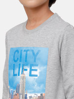Kids - Boys Printed Sweatshirt Grey Melange